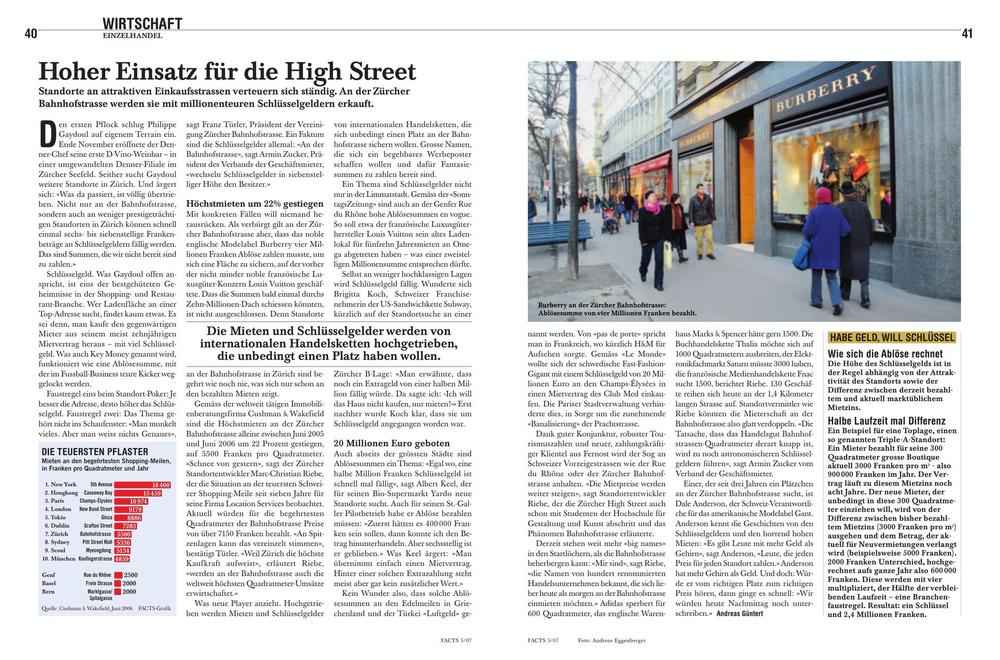 Schlüsselgelder Zürich Bahnhofstrasse