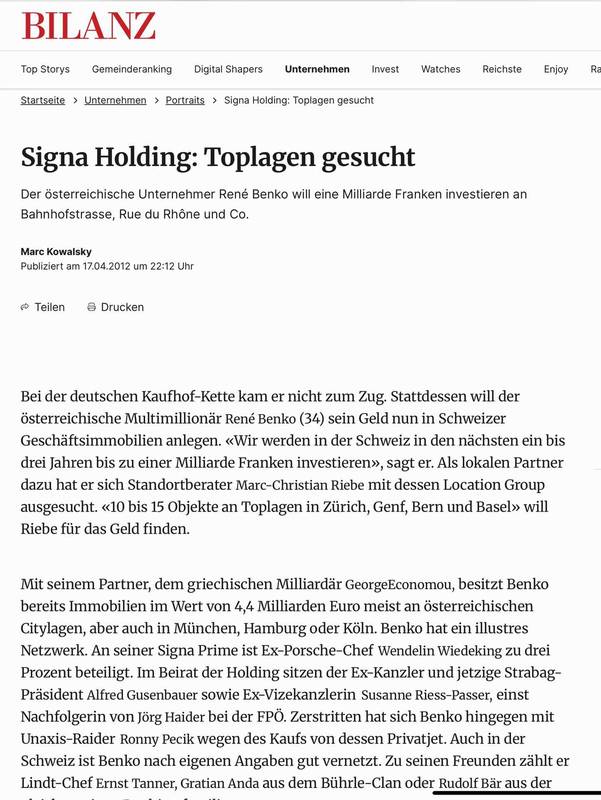 Signa Holding: Toplagen gesucht